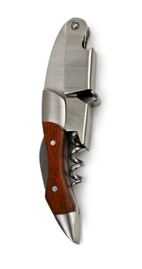 beyaz zemin üzerinde modern metal tirbuşon