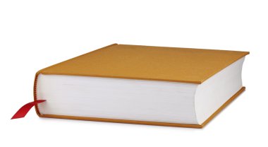 Kırmızı yer işareti ile kahverengi kitap