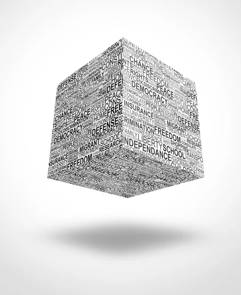 Zwevende kubus met mensenrechten woorden — Stockfoto