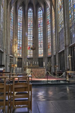 BRUSSELS, BELGIUM-MARCH 14:  Nave of gothic church Notre Dame du
