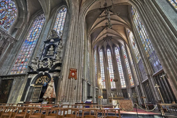BRUXELLES, BELGIQUE-14 MARS : Nef de l'église gothique Notre Dame du — Photo