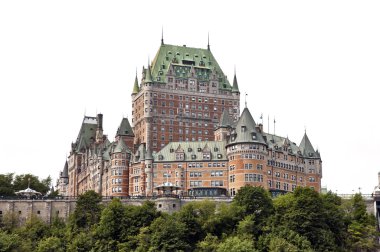 Québec, Kanada - Ağustos 21: chateau frontenac otel augu üzerinde