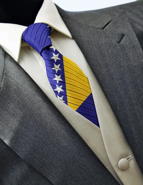 Vestido de novia con bandera Bosnia y Herzegovina en corbata — Foto de Stock