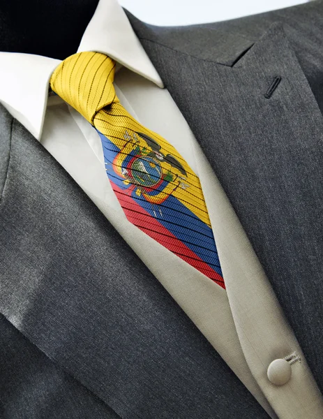 Wedding dress with flag Ecuador on tie — Stock Photo, Image
