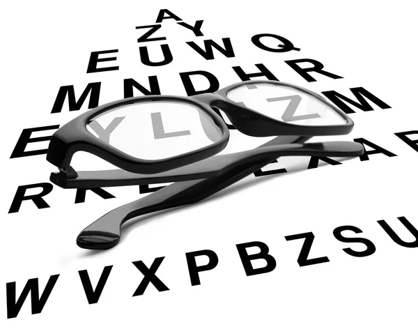 Okulary do czytania z wykresu oka — Zdjęcie stockowe