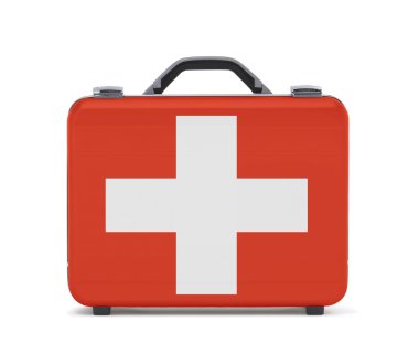 iş bavulu İsviçre bayrağı ile seyahat için