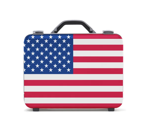 Valise d'affaires pour les voyages avec drapeau des États-Unis — Photo