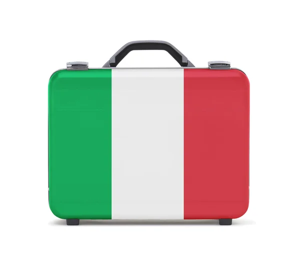 Businesskoffer für Reisen mit italienischer Flagge — Stockfoto