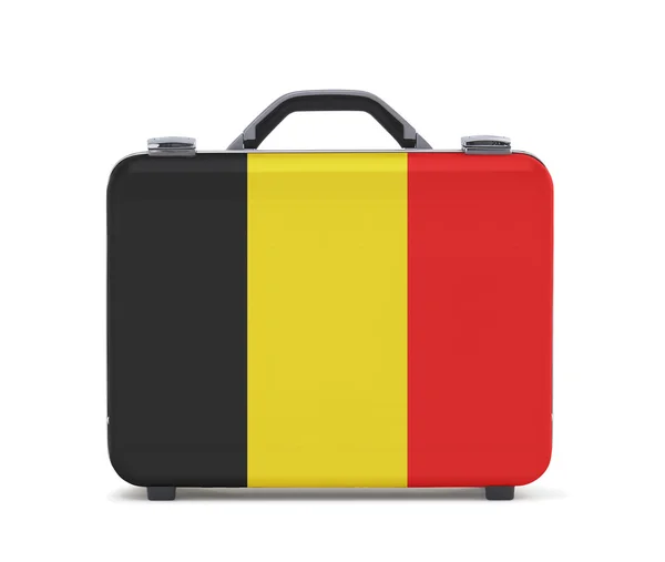 Maleta de negocios para viajar con bandera de Bélgica —  Fotos de Stock