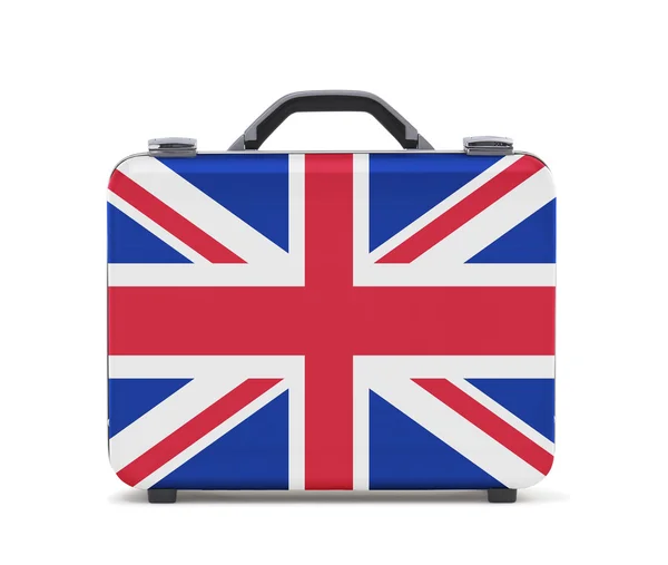 Obchodní kufr pro cestování s vlajkou Spojeného království — Stock fotografie