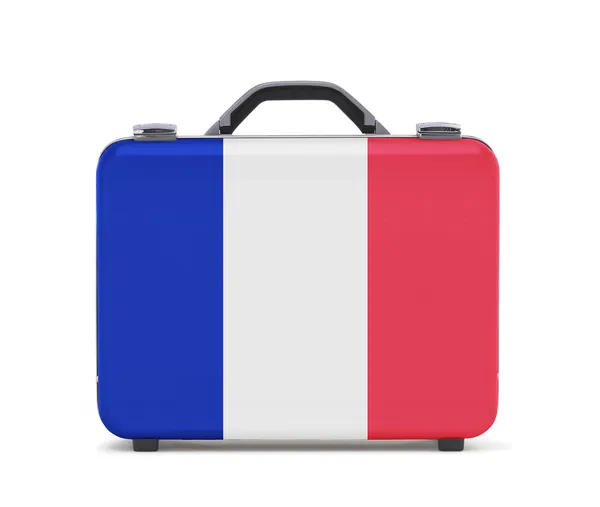 Maleta de negocios para viajar con bandera de Francia — Foto de Stock