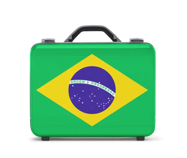 Mala de negócios para viajar com bandeira de Brasil — Fotografia de Stock