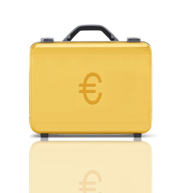 Euro para ve iş temsil eden güzel altın evrak çantası