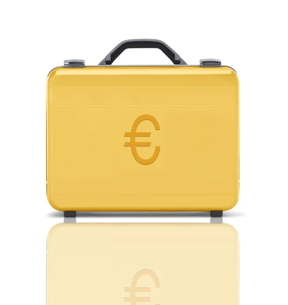 Beautiful golden briefcase representing euro money and business — Stock Photo, Image