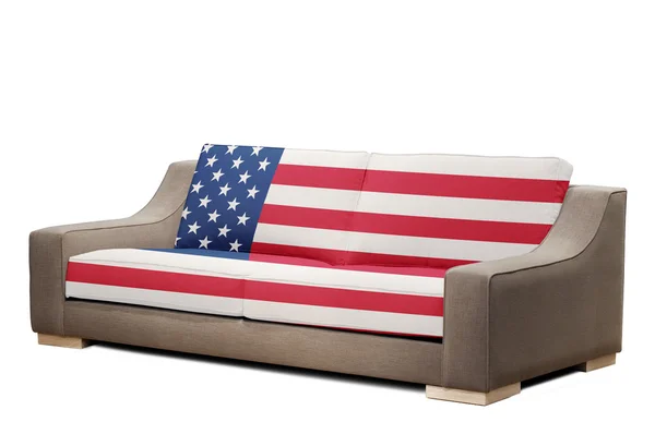 Modern soffa med USA flagga (urklippsbana ) — Stockfoto