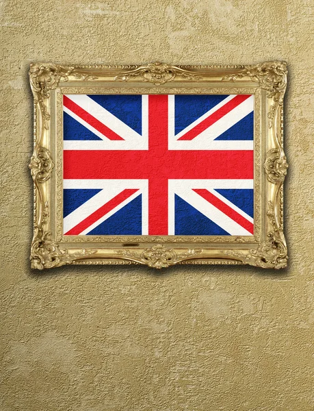 Flag from England exposition in gold frame — Stock Photo, Image