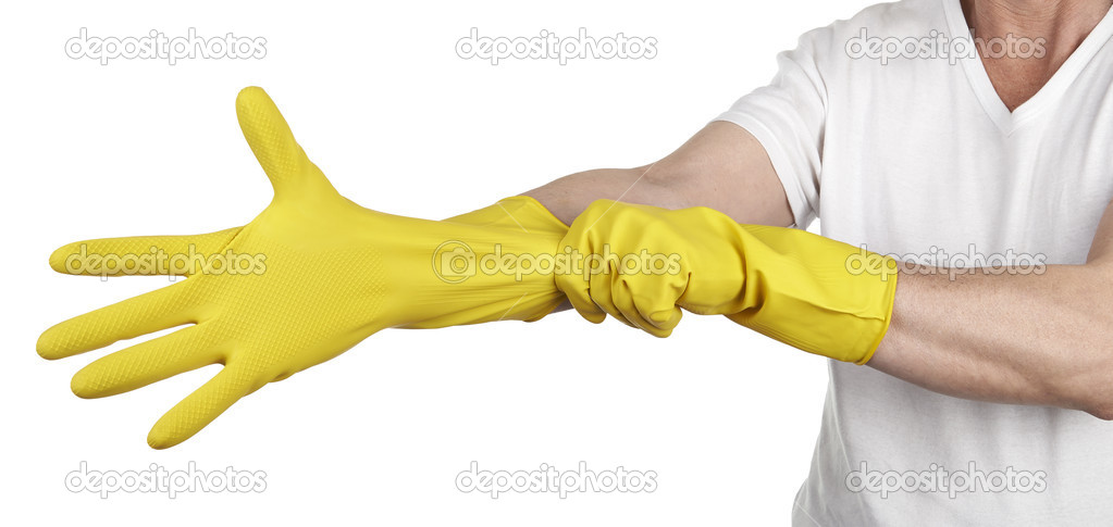 Latex Glove For Cleaning on hand isolated 