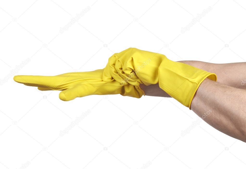 Latex Glove For Cleaning on hand isolated