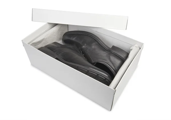 Caixa de sapato branco isolado no branco — Fotografia de Stock