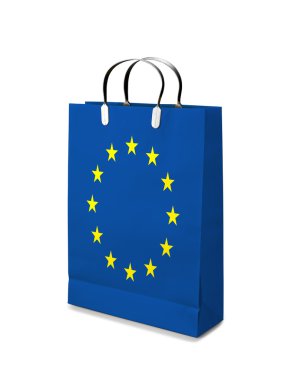 Avrupa bayrak ile alışveriş çantası. perakende iş 