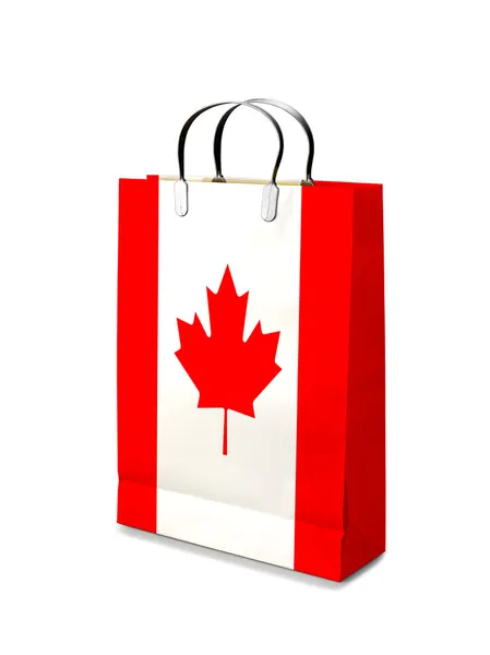 Borsa shopping con bandiera canadese. Commercio al dettaglio — Foto Stock