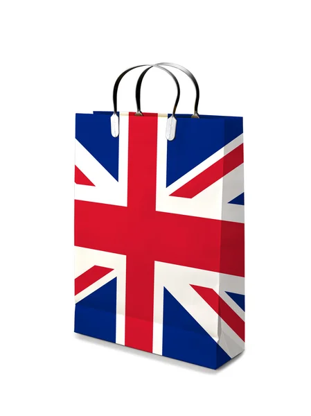 Shopping bag with UK flag. Retail business — Stock Photo, Image