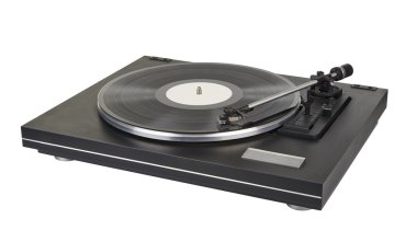 Vinil oyuncu beyaz zemin üzerine