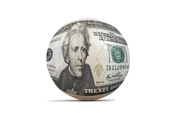 Soccer balls with twenty dollar note - verso — Stock Photo, Image
