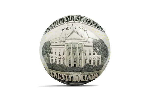 Soccer balls with twenty dollar note - recto — Stock Photo, Image