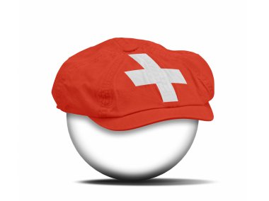 İsviçre bayrağı ile beyaz şapkası moda