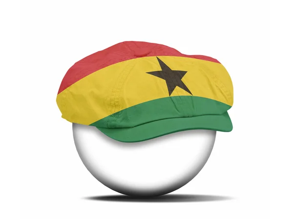 Cappello di moda su bianco con la bandiera del Ghana — Foto Stock