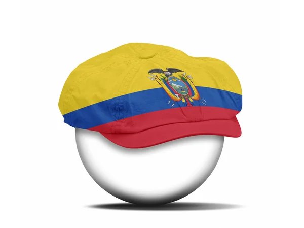 Sombrero de moda en blanco con la bandera de Ecuador — Foto de Stock