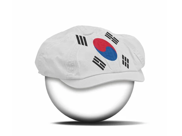 대한민국 국기와 함께 흰색에 패션 모자 — 스톡 사진
