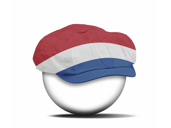 Módní klobouk na bílém s vlajkou Nizozemska — Stock fotografie