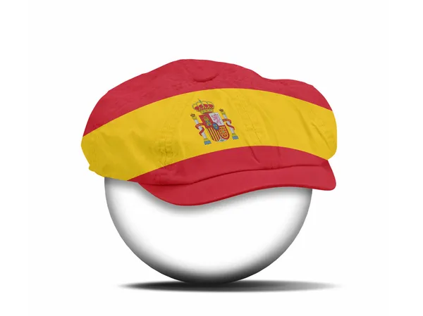 Kapelusz moda na białe z banderą Hiszpanii — Zdjęcie stockowe