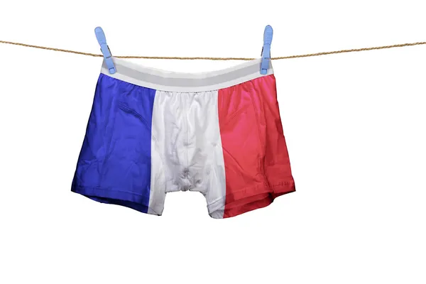 Spodní prádlo s vlajkou Francie na provázku — Stock fotografie