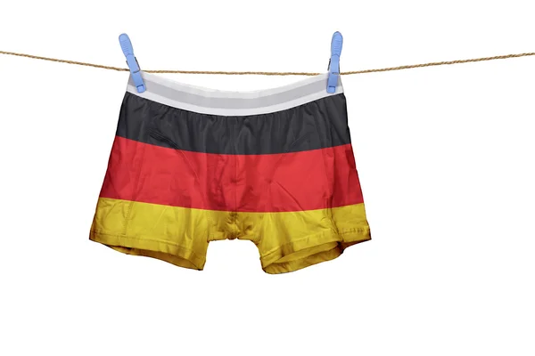 Ropa interior con la bandera de Alemania en una cuerda —  Fotos de Stock