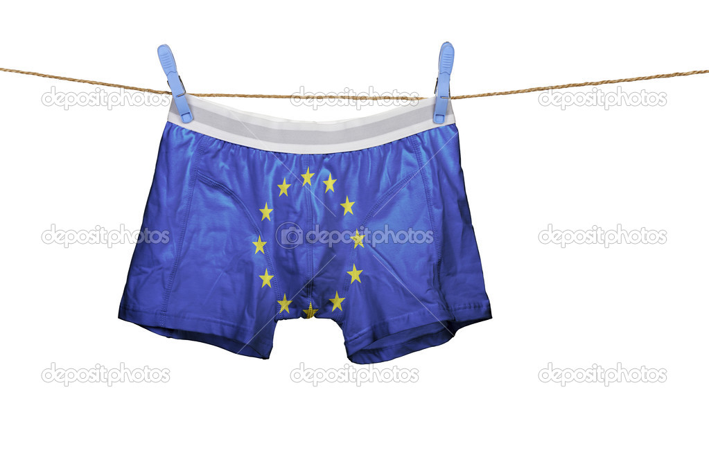 Underwear with the Europe flag on a string