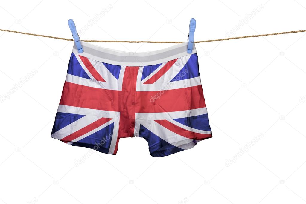 Underwear with the UK flag on a string