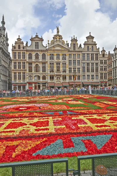 Óriási szőnyeg a Grand Place-en Brüsszelben — Stock Fotó