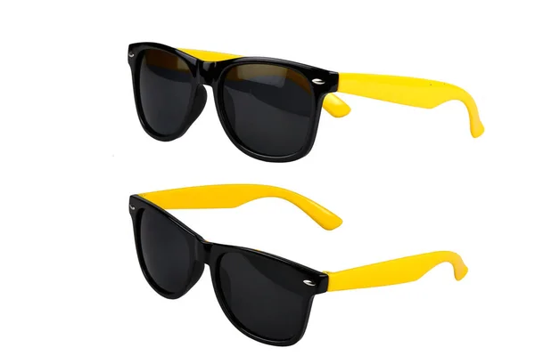 Dos Gafas Sol Color Amarillo Aisladas Blanco —  Fotos de Stock