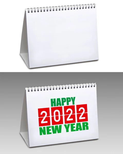 2022 Calendario Scrivania Modello Isolato Due Percorsi Tagliati Inclusi — Foto Stock