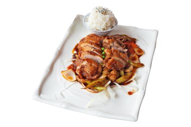 Pekin Ördeği Genel Görünümü Kırpma yolu ile beyaz üzerinde izole