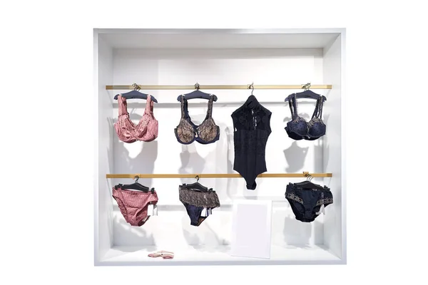 Display Interni Isolato Con Alcuni Elementi Lingerie Femminile — Foto Stock