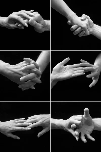 情感的概念 触觉通过与男性和女性的手接触来表达感情和情感 — 图库照片