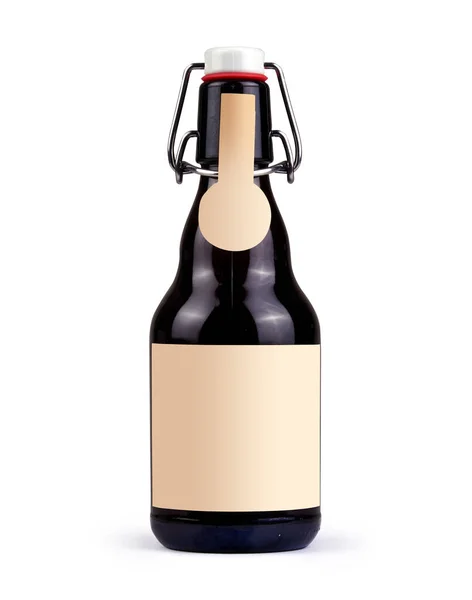 Бутылка Бельгийского Пива Белом Фоне Сваренный Ферментированный Традиционным Способом Сочетает — стоковое фото