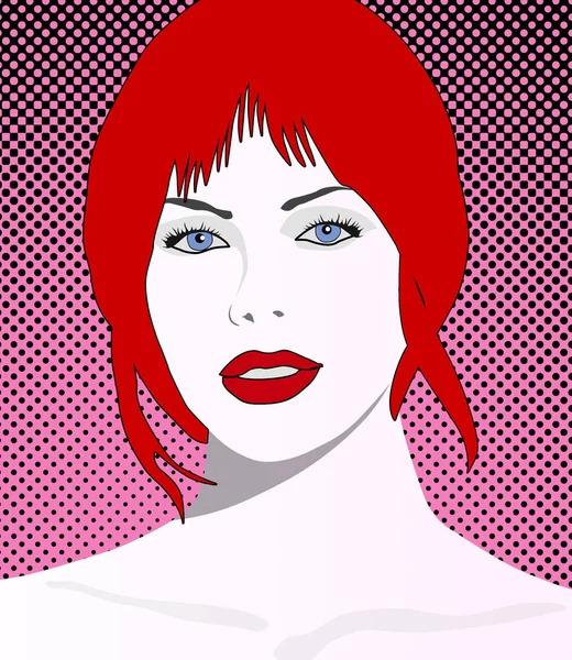 Redhead Beauty Comic Pop Art Character Illustration — 图库照片