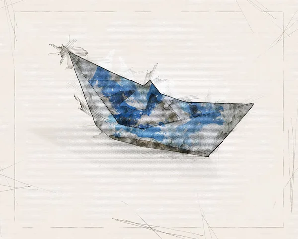 折纸船的图解 — 图库照片