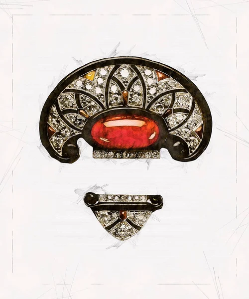 Ilustracja Szkic Błyszczącej Biżuterii Vintage — Zdjęcie stockowe
