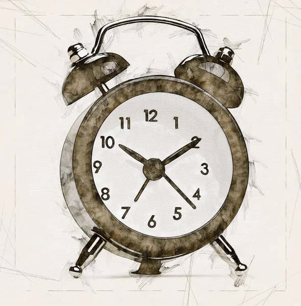 Ілюстрація Ескіз Годинника Нагадування Старому Стилі — стокове фото